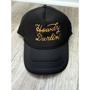 Howdy Darlin Embroidered Trucker Hat – Black Mesh Back Western Country Style Cap